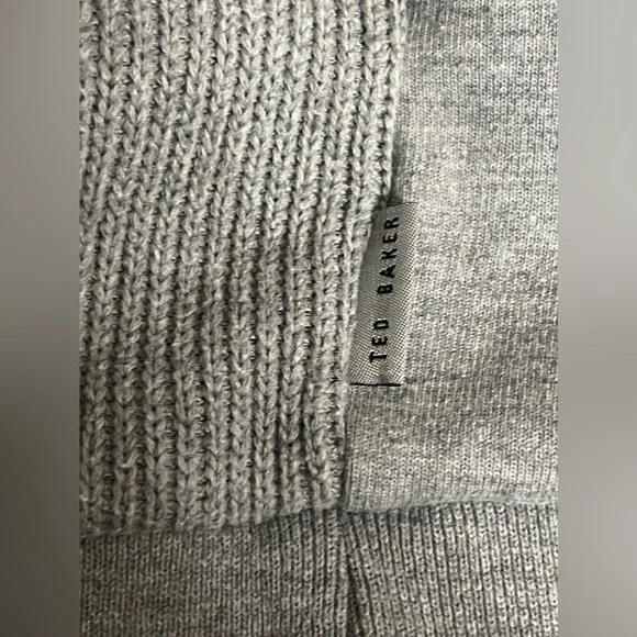 Ted Baker Gray Cotton-Knit Crewneck Casual Comfy Sweater Size 5 (XL) - Picture 6 of 9